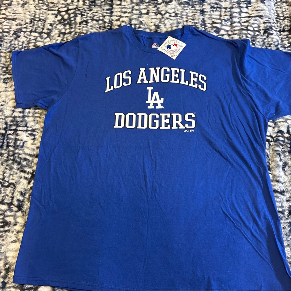 NEW Majestic Los Angeles Dodgers Royal Blue Tee Men Cotton 3XL T-Shirt